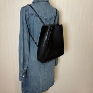 Mondani Black faux Leather Backpack with attached change pouch